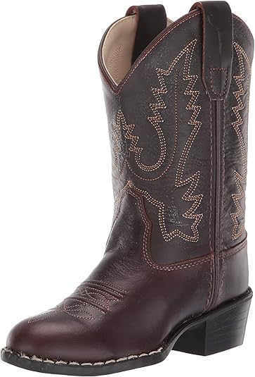 Old West Unisex-Child Round Toe Western Boot