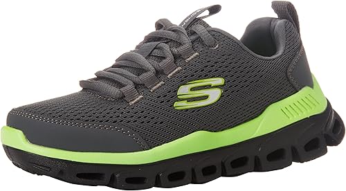 Skechers Boy's Glide-Step Sneaker, Charcoal/Lime, 5.5 Big Kid