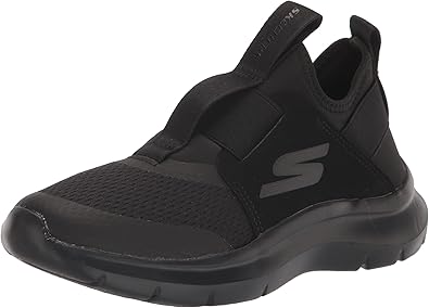 Skechers Skech Fast Sneaker, Black/White, 10.5 US Unisex Little Kid