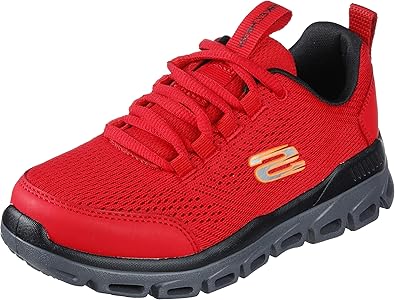 Skechers MICROSPEC II Sneaker, Black/Red, 2 US Unisex Little Kid