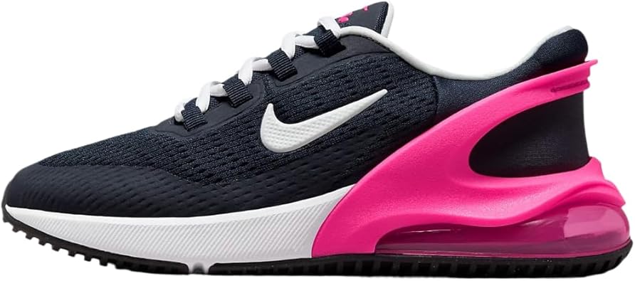 Nike Air Max 270 GO Big Kids' Easy On/Off Shoes (DV1968-401, Dark Obsidian/Fierce Pink/White)