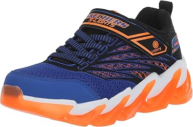 Skechers Boy's Mega-Surge-Nezco Sneaker, Black/Blue/Orange, 2 Little Kid