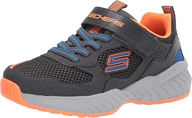 Skechers Kids Boy's Power Sonic-Anorzo Sneaker, Charcoal/Orange, 4.5 Big Kid