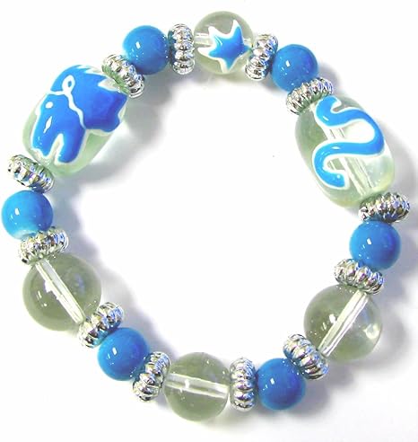 Linpeng ZD-KID-07 Fiona Hand Painted 3D Cancer Kids Zodiac Glass Beads Stretch Bracelet