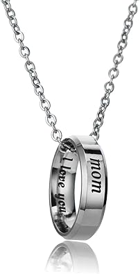 Mom Dad Daughter Son I Love You Ring Pendant Necklace Gifts For Family Member Ring Necklace