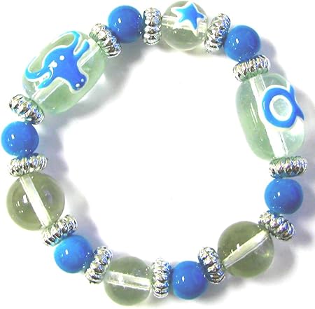 Linpeng ZD-KID-05 Fiona Hand Painted 3D Taurus Kids Zodiac Glass Beads Stretch Bracelet