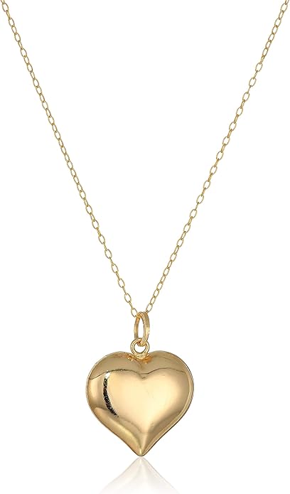 Pori Jewelers Heart Pendant Necklace In 14K Solid Gold, Yellow, 18