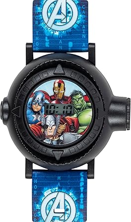 Marvel Avengers Kids Digital Projection Watch with 10 Image Projector, Comfortable Strap, and Durable Design - Fun and Interactive Timepiece for Boys, Perfect for Young Avengers Fans