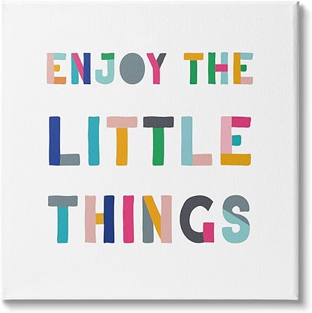 Stupell Industries Enjoy Little Things Kids' Motivational Phrase Block Typography, Designed by CAD Designs Canvas Wall Art, 24 x 24, White