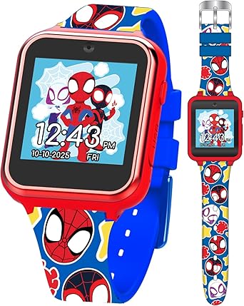 Accutime Marvel Spidey and His Amazing Friends Educational Touchscreen Smart Watch for Toddlers, Boys and Girls - Selfie Cam, Learning Games, Alarm, Calculator, Pedometer, and More (Model: SPF4016AZ)