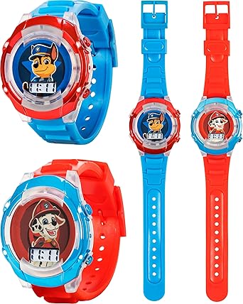 Paw Patrol Kids' Flashing LED Light-Up Feature - LCD Watch Set - Chase and Marshall Digital Watches