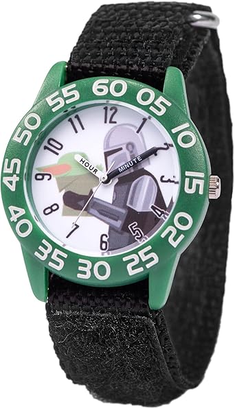 STAR WARS The Mandalorian Kids' Plastic Time Teacher Analog Quartz Nylon Strap Watch