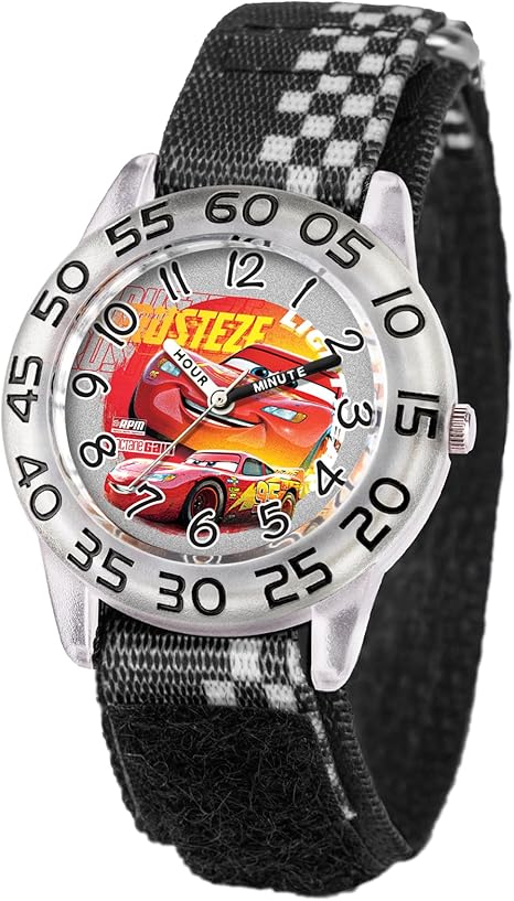 Disney Cars Kids' Plastic Time Teacher Analog Quartz Nylon Strap Watch