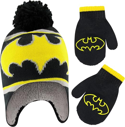 DC Comics Boys Winter Accessory Hat, Scarf and Toddler Mitten, Batman Beanie for Ages 2-4