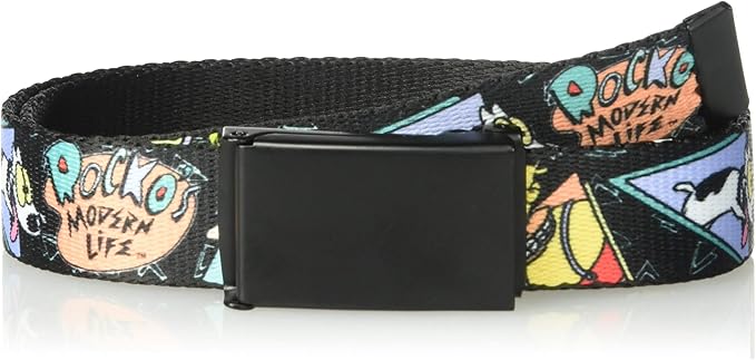 Nickelodeon Big Buckle-Down Web Belt Rocko's Modern Life, Multicolor, 1.0