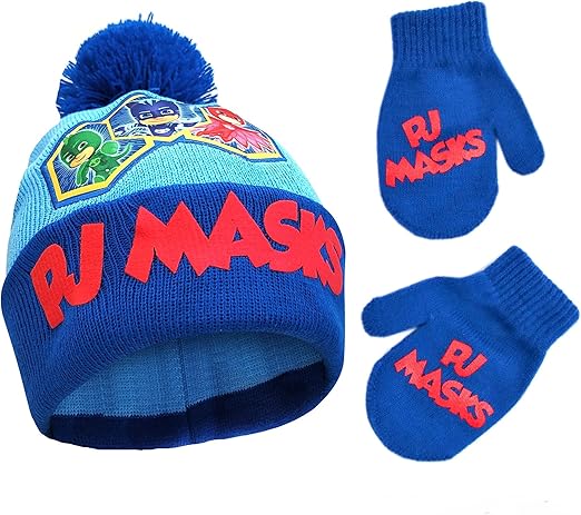 PJ Masks Boys' Winter Accessory Hat and Mittens Set, Toddler Beanie for Kids Ages 2-4