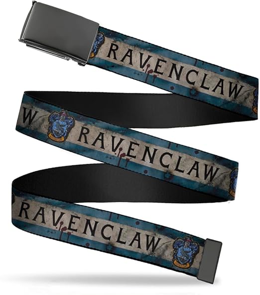 Buckle-Down Web Belt, RAVENCLAW Crest/Banner Weathered Blue/Gray, 1.0