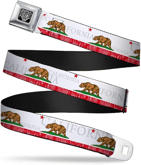 Buckle-Down Kids' Big Seatbelt Belt California W, L, Multicolor, 1.0