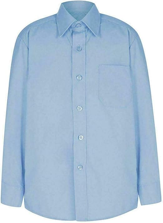 Boys Short and Long Sleeve Collared Formal Shirt Girls School Wear Button Down Top