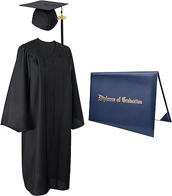 MyGradDay Unisex Matte Graduation Cap and Gown 2024 & 2025 Set 51 inches (M size), suitable for height 5'6