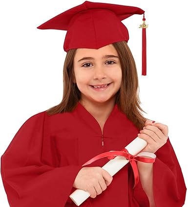 Children Preschool and Kindergarten Graduation Gown Cap Set with 2024 Tassel Stage Suits 4-14T