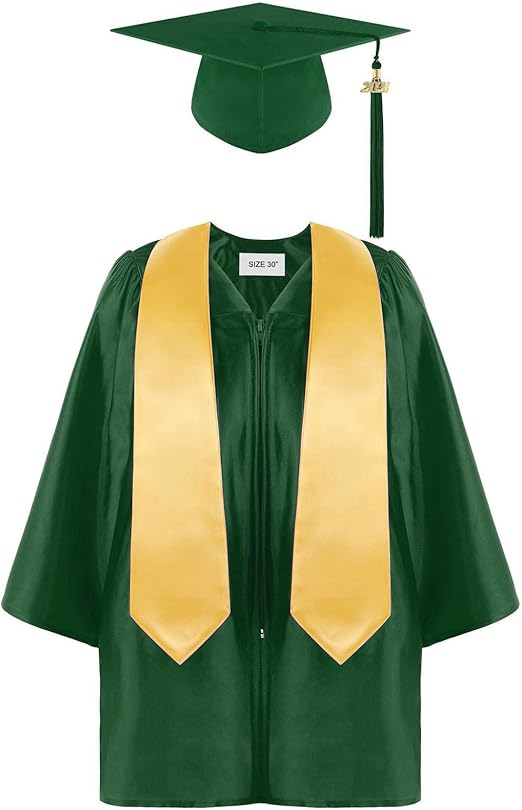 2024 Unisex Graduation Matte Gown Cap Tassel Stole Set Honor Cord 2024 Charm for Graduation for Unisex Toddler Preschool Kids