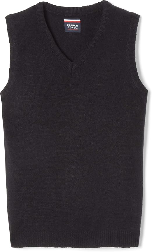 French Toast Boys' V-neck Sweater Vest, Black, Medium/8,Big Boys