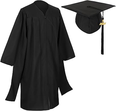 Master Graduation Cap and Gown with Tassel Matte Master Regalia for Adult Unisex, Black