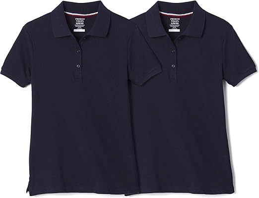 French Toast Girls' Short Sleeve Stretch Pique Polo-2 Pack