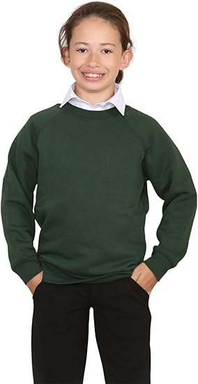 Janisramone® School Jumpers for Boys and Girls - Kids Plain Long Sleeve Crew Neck Sweatshirt - Jumper for School Uniform