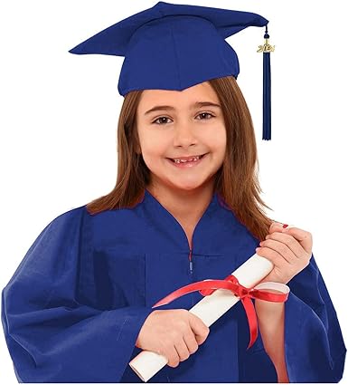 Children Preschool and Kindergarten Graduation Gown Cap Set with 2024 Tassel and Stoles 3-12T