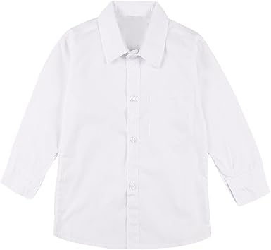 Agoky Kids Boy's White Long Sleeve School Uniform Spread Collar Formal Dress Shirt