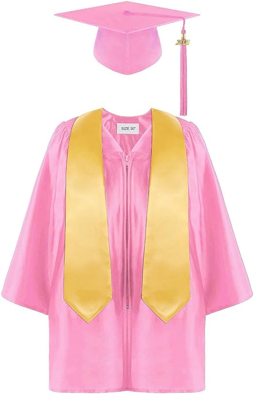 Unisex Children Cap Gown Shawl Set with Tassel Preschool Graduation Cap and Gown Set Boy Girls Outfits&Set