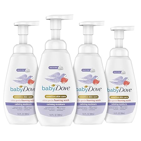 Baby Dove Foaming Body Wash Calming Moisture, 13.5 oz (Pack of 4) | fl. oz. | 4 Count | Ultra Gentle | Delicate Skin