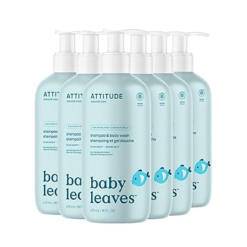 ATTITUDE 2-in-1 Shampoo and Body Wash for Baby, EWG Verified, Dermatologically Tested, Vegan, Good Night, 16 Fl Oz (Pack of 6)