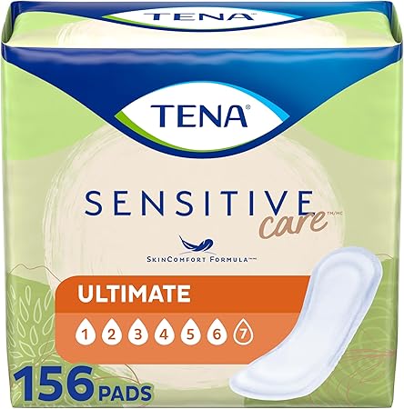 TENA Incontinence Pads, Bladder Control & Postpartum for Women, Ultimate Absorbency, Regular Length, Sensitive Care - 156 Count