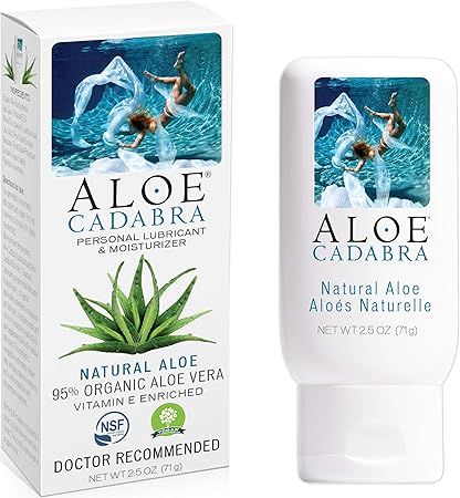 Aloe Cadabra Natural Water Based Personal Lubricant and Vaginal Moisturizer, Organic Aloe Lube for Men, Women and Couples, Non-Staining, pH Balanced (Unscented 2.5 Ounces, 1 Pack)