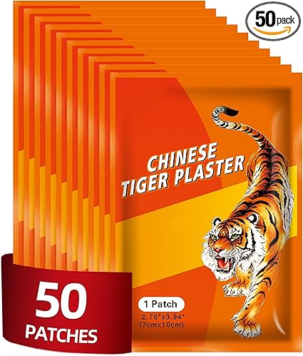 50pcs Tiger Patches, Tiger Plaster, Capsaicin Patches for Knee, Back, Neck, Muscle, Shoulders, Body Herbal Plaster