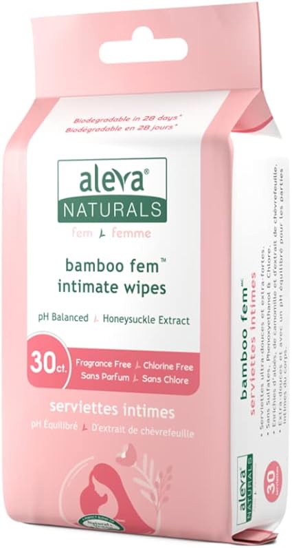 Aleva Naturals Bamboo Fem Wipes, 30 Count