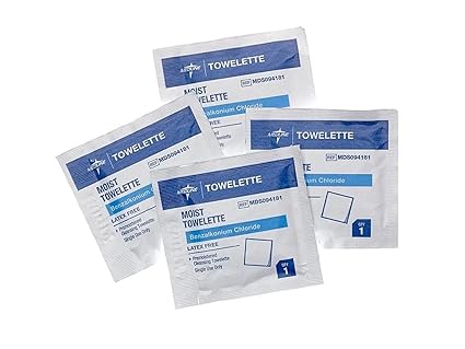 Medline Alcohol-Free Moist Towelette, Latex-Free, 100 Count (Pack of 10)