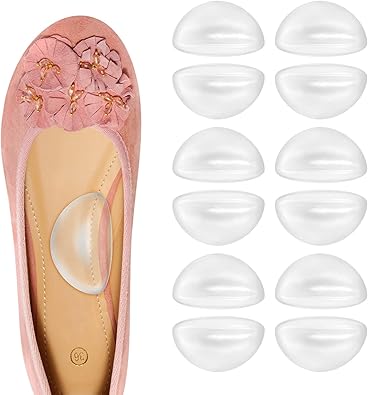 Dr.Pedi Transparent Adhesive Arch Pad Arch Support 6 Pairs Gel Insole for Flat Foot Women & Men, Adhesive Foot Insert for Shoes, Sandals, Flip Flops Plantar Fasciitis