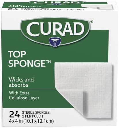 CUARD Post-Op Top Sponge Gauze Pads, Sterile, 4 X 4 Inch