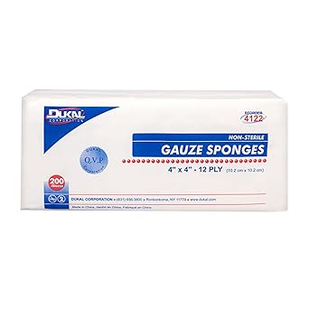 Dukal 4122 Gauze Sponge, 12-Ply, Non-Sterile, 4