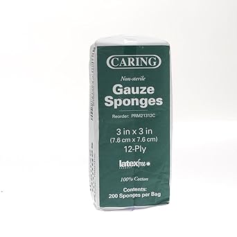 Medline Cotton Woven Non-Sterile Gauze Sponges, 12-Ply, 3