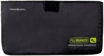 Travelon World Travel Essentials 7-Day AM/PM Push Button Pill Case, Black, One Size