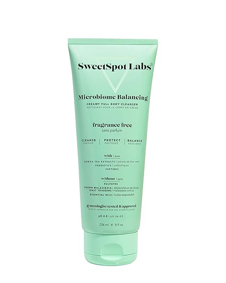 SweetSpot Labs Microbiome Balancing Feminine Wash, Clean, Gynecologist Tested & Approved, pH Balanced Body Wash, Unscented & Sulfate Free, 8 oz