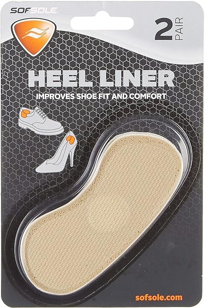 Sof Sole Heel Liner Cushions for Improved Shoe Fit and Comfort, 2 Pair