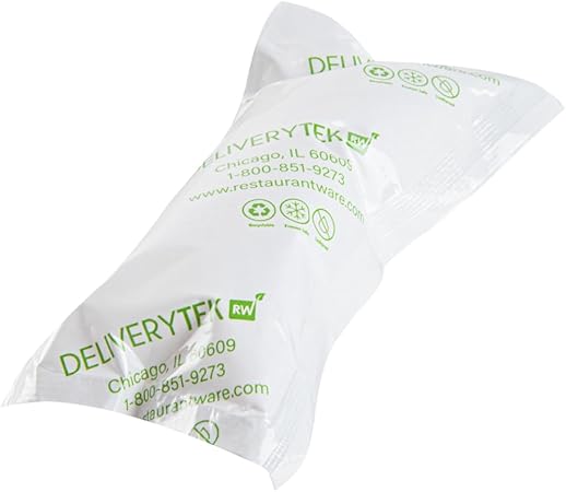 Restaurantware Delivery Tek 5.7 x 2.6 Inch Shipping Ice Packs 100 Durable Cold Packs - Easy-To-Use Design Leakproof Plastic Dry Ice Packs Reusable For Frozen Meat Vegetables or Beverages