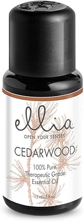 Ellia Cedarwood Aromatherapy Essential Oil | 15 mL, 100% Pure, Therapeutic Grade, Rich, Warming Woody Blend Scent | Use in A Diffuser or Topically to Moisturize Skin | Ellia