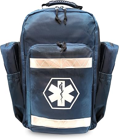 Dixie Ems Ultimate Pro Trauma O2 Backpack with Modular Pouch Design, Oxygen Gear Bag for First Responders and Medics – Navy Blue